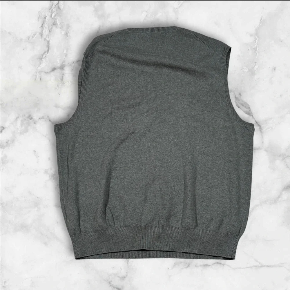 Polo Ralph Lauren Mens V Neck Sweater Vest Gray Pima Cotton‎ XL